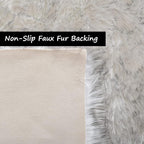 Goolela Round Fluffy Rug Circle Faux Sheepskin Fur Rug 3ft for Bedroom Living Room Fuzzy Furry Small Decor Washable White with Grey Tips