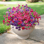 HyeFlora Artificial Flowers for Outdoors Fake Plants Outside Decoration, 12 Bundles Silk Colorful Morning Glory with Eucalyptus UV Resistant Realistic Faux Flowers for Planter Porch Patio Yard Garden