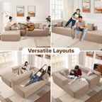 104" Cloud Sectional Couches for Living Room,L Shaped Boneless Couch in A Box,Sleeper Sofa with Comfy Chaise No Assembly Required,Camel