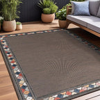 Beverly Rug Outdoor Rug 10x14 Modern Bordered Large Area Rugs for Indoor and Outdoor Patio Easy to Clean Non Shedding Living Room Porch Garden Washable Outside Carpet (10 x 14 Brown)