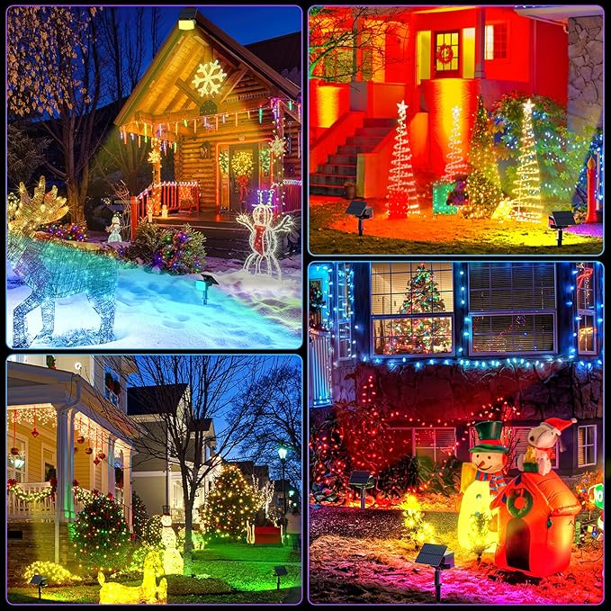 WELALO Solar Color Changing Spot Lights Outdoor, Waterproof Solar Christmas Lights with 9 Modes, Multicolor RGB Landscape Spotlights for Garden Yard Driveway Lawn Patio Pathway Decorations, 6 Pack