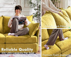 102.6" Modular Sectional Sofa, Oversized 3-Seater Couch with Removable Yellow Chenille Fabric Cover, Deep Seat & High Backrest for Living Room, Office & Apartment
