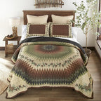 Donna Sharp Pine Circle Polyester Bedding Set - 3-Piece Queen Size Quilt Set - Includes 1 Quilt and 2 Standard Pillow Shams - Machine Washable - Traditional Design