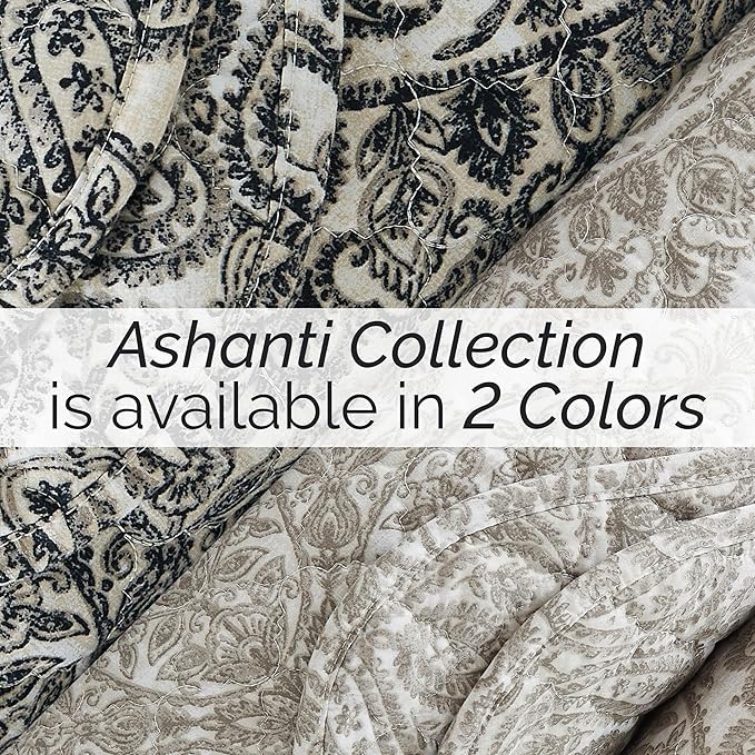 Southshore Fine Living, Inc. Ashanti Collection Oversized Quilt Twin Bedding Set Lightweight, Soft Coverlet Bedspread 2-Piece with one Matching sham (69 in Wide x 98 in Long), Twin/XL, Grey