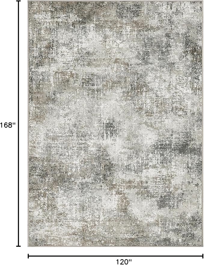 GENIMO Washable Area Rugs for Living Room, 10x14 Modern Non Slip Rugs, Low Pile Lightweight Soft Print Rug for Bedroom, Dining Room, Home Office, Grey