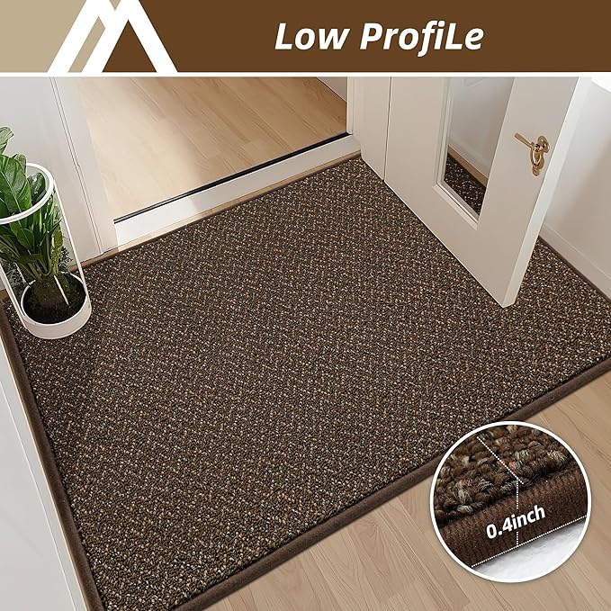 COSY HOMEER-Door-Mat 20" x 32" Non Slip Absorbent Entryway Rugs Dirt Trapper Doormats Washable Entrance Mats Low Pile Welcome Floor Mat for Front Back Door and Entry Mats,Brown