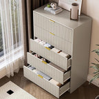 5 Drawer Dresser for Bedroom, Tall Dresser Chest of Drawers with Gold Handles, 32 Inch Wide Nightstand with for Bedroom, Living Rooms, Offices, and Entryways, Beige