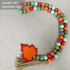 40" Handmade Farmhouse Bead Garland Wood with Tassel, Boho Chic Decorative String Beads Home Decor, Table Tiered Tray Country Wooden Accents (Autumn Joy: Grateful, Thankful, Blessed, 0.63" Diameter)
