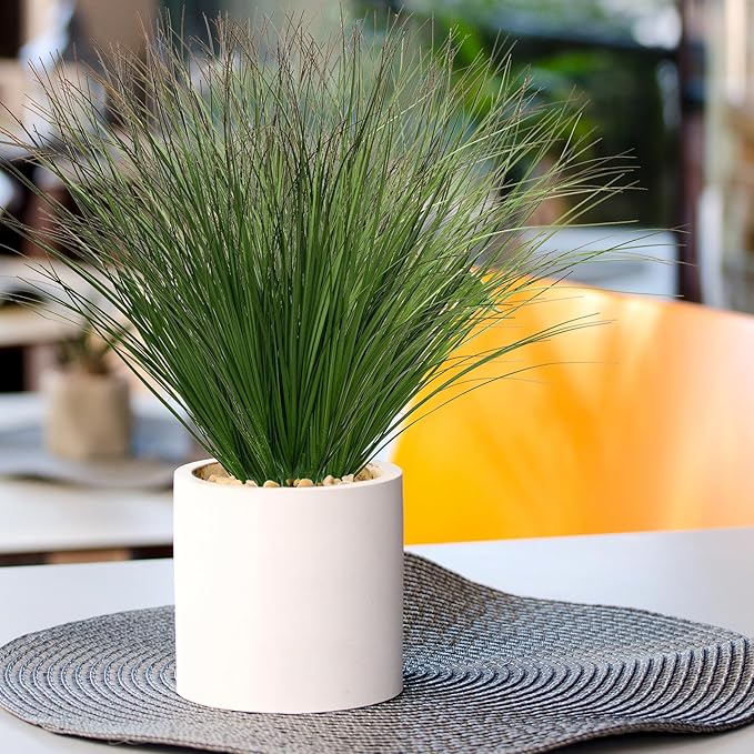 24PCS Realistic Minimalist Artificial Grass, Green, 17 inches, Plastic, Perfect for Indoor and Outdoor Decoration