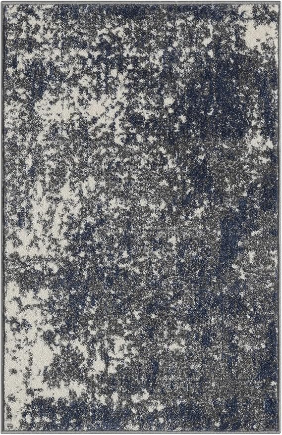 Keen Home Design Area Rugs - 2x3 Non-Shedding, Abstract Rugs for Kitchen, Living Room, Bedroom, Dining Room, Entryway - Size: 2' x 3', Navy/Grey/White