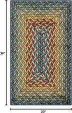 Maples Rugs Marion Bohemian Braided Design Print Area Rug – Made in USA – Washable, Non Slip Indoor Carpet for Entryway, Foyer, Kitchen, and Bathroom, 34" x 20", Multi-Color