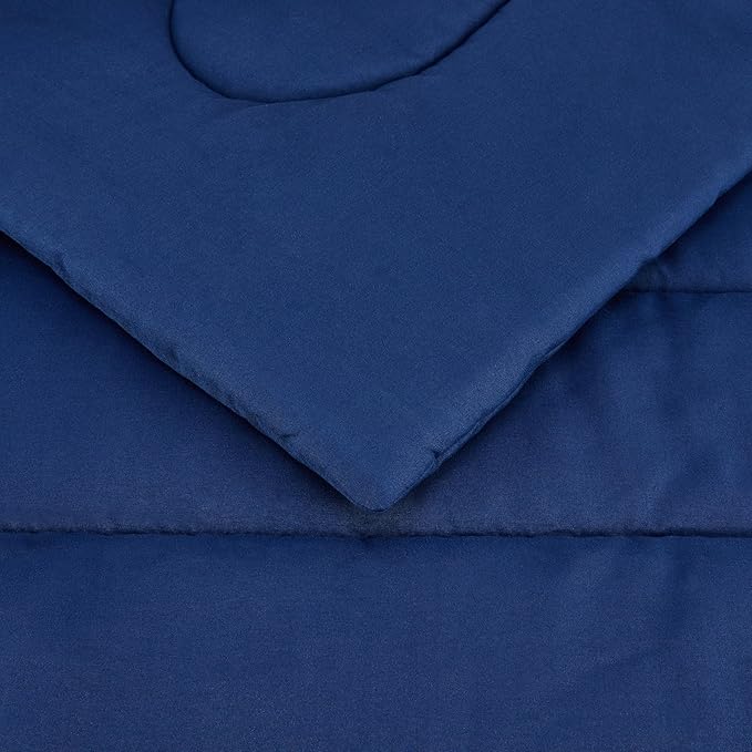 Amazon Basics 2 Piece Soft Microfiber Kids' Comforter and Pillow Sham Set, Twin, Navy, Solid