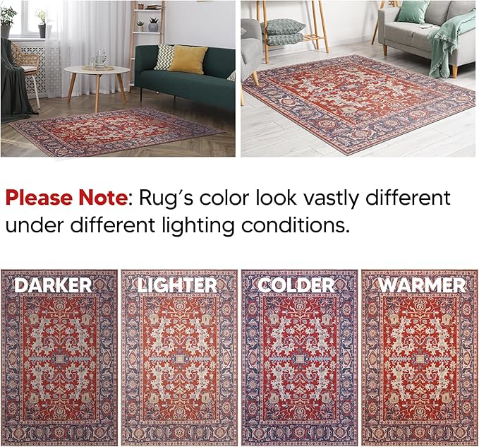 Keen Home Design 3x5 Rug - Machine Washable Entry Rug with Non-Slip Backing, Ideal for Enteryway, Kitchen, Bathroom, Laundry Room - Vintage, Easy Clean, Durable, Low Pile Rug - (3' x 5')