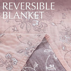 jinchan Boho 100% Cotton Muslin Twin Size 60x80 Inches Blanket Lightweight 4-Layer Quilted Soft Pink Red Floral Throw Blanket Reversible Comfy Flower Breathable All Seasons Couch Bedroom Decor