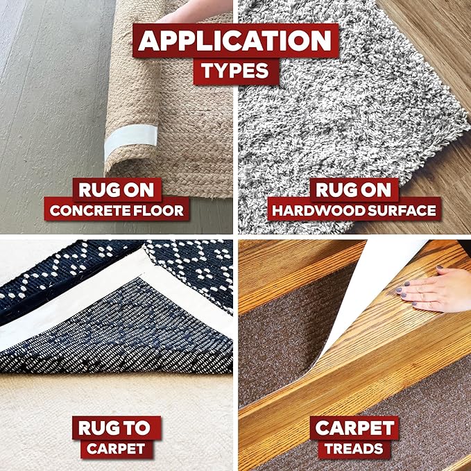 XFasten Double Sided Carpet Tape for Area Rugs, 4 Inch x 30 Yards – Heavy Duty Anti Slip Rug Grip Tape, Works as Rug Gripper, Residue Free, Wood Safe, Easy Removal for Hardwood and Laminated Floors