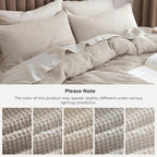 Bedsure Cotton Duvet Cover Set - 100% Cotton Waffle Weave Linen Duvet Cover Oversized Queen Size, GentleSoft™ and Breathable Bedding Set for All Season, 3 Pieces, 98"x98"