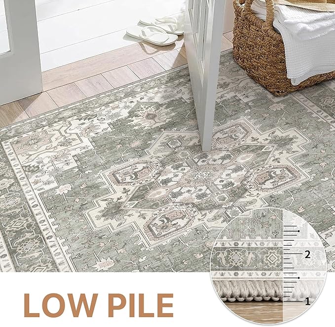 GENIMO 2x10 Runner Rugs for Hallway, Machine Washable Non Slip Vintage Rugs, Low Pile Lightweight Soft Print Rug for enrtyway, Corridor, Home Office, Kitchen, Moonlight