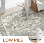 GENIMO 8x10 Area Rugs for Living Room, Machine Washable Non Slip Vintage Rugs, Low Pile Lightweight Chenille Print Rug for Bedroom, Dining Room, Home Office, Moonlight