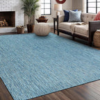 Washable Indoor Outdoor Rug Weather Resistant Carpet Modern Solid for Porch Deck Balcony Backyard Patio Rug 6x9 Aqua Blue