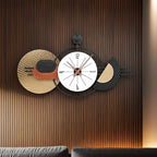 34x19 Inch Large Wall Clock Battery Operated Silent Non-Ticking, Modern Decorative Clocks for Home, Living Room, Kitchen, Bedroom, Office - Unique Abstract Design Timepiece