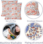 Ridhi Hand Block Print 20X20 Flamingo Pink Decorative Outdoor Couch Throw Canvas Pillow Cover Set of 2 Washable Modern Vintage Boho Chic Spring Home Decor Gifts Cover