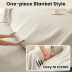 Boho Washable Sofa Cover, Water and Stain Resistant Couch Cover for 2 Cushion Sofa, Solid Beige Pet-Friendly Sofa Slipcover, Super Stretch Recliner Cover Living Room Decor, 71"x118"