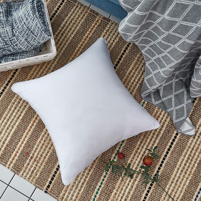 Oubonun 20"x20" Pillow Inserts (Set of 4) - 100% Cotton Cover, Square Throw Pillow Inserts for Couch, Sofa, Bed - Decorative 20 Inch White Pillow Inserts