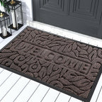 Yimobra Welcome Door Mat Outdoor Indoor, Non Slip Front Doormats, Heavy Duty Rubber Backing, Low-Profile Entrance Mat, Absorbent Resist Dirt, Easy Clean Patio Garage Floor Mats, 29.5 x 17, Brown