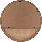 Rattan Round Mirror, 24 Inch Wall Mirror for Living Room Decor, Wooden Framed, Vintage Hanging Mirror, Hand-Woven for Wall Art Decoration