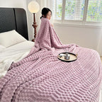 UKELER Sherpa Bed Blanket 80 × 90 inch, Ultra Soft Queen Size Throw Blankets for All Season, 470 GSM Cozy Plush Striped Fleece Blanket for Bedroom Living Room Dorm Hostel Sofa Camping, Purple