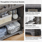 Bathroom Floor Cabinet, Farmhouse 24" Wide Cabinet with Drawer, Adjustable Shelf, Barn Doors, Cabinets for Bathroom, Kitchen, Living Room, Grey Wash