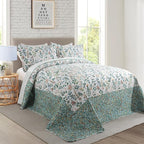 Travan 3-Piece Floral Quilt Super King Quilt Bedding Set, Ultra Soft & Fade Resistant Super King Size Quilt Set with 1 Quilt Set and 2 Shams Purple Quilt for All Season, Exquisite, Super King