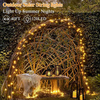 Solar String Lights 120LED 40FT, IP67 Waterproof Solar Lights for Outside with 8 Lighting Modes, Upgraded Solar Panel Fairy Lights for Garden Party Wedding Decorations (Warm White)