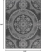 Medallion Outdoor Rug 9x12 Washable Outside Carpet for Indoor Patio Porch Waterproof Easy Cleaning Non Shedding Area Rugs Dark Gray 9 x 12