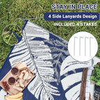 GAOMON Waterproof Plastic Straw Rug 9x12 Outdoor Patio Rugs, Reversible Modern Camping Mat with Bag & Stakes, UV Resistant & Easy to Clean Outdoor Carpet for RV, Deck, Balcony, Blue