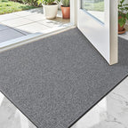 LUMI Indoor Door Mat 24"x36", Ultra Thin Low Profile Non-Slip Doormat for Home Entrance, Absorbent & Stain-Resistant Welcome Mats, Washable Entryway Mat for Front Door, Patio, Porch, Grey