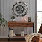 CLXEAST 21 Inch Large Moving Gear Wall Clock,Industrial Steampunk Decor,Decorative Wall Clock for Modern Farmhouse Living Room Decor,Gunmetal Silver Finish