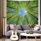 AMM Nature Forest Tree Celling Tapestry Lush Green Treetops Sunlit Tapestry for Bedroom Aesthetic Sky Sunlight Canopy Leaves Landscape Tapestries Wall Hanging for Living Room Dorm Office 48 x 36 Inch