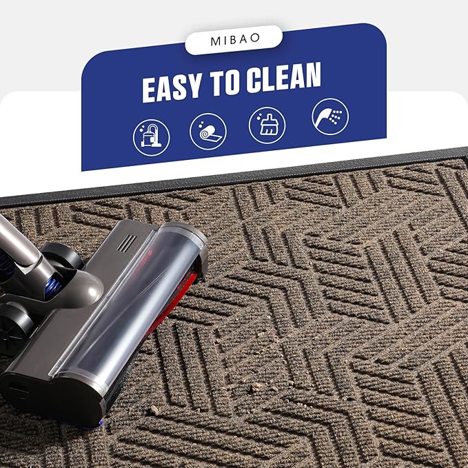 Mibao Front Door Mat Outside Entrance, Durable Outdoor Indoor Mat, Low Profile Heavy Duty Doormat, Non-Slip, Traps Dirt and Moisture, Easy Clean Patio Porch Entryway Mat, 24" x 36", Brown