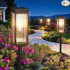 Solar Pathway Lights Outdoor, 2 Pack Upgraded Solar Lights Outdoor Waterproof, Bright Up to 15 Hrs Auto On/Off Garden Light for Yard Patio Lawn Path Walkway Driveway Outside Decor