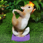 Solar Light Garden Statue Squirrel Figurine, Resin Squirrel Doing Yoga with Lighted Butterfly, Waterproof Spring Outdoor Ornaments for Garden, Front Door, Patio Decor & Gifts for Mother's Day