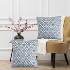 Ridhi Light Steel Blue Cotton Canvas Throw Pillow Covers for Decorative Couch Pillows for Living Room, Chic Boho Cute Outdoor Thanksgiving Pillows Covers Gifts 24x24 Inches