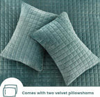 Secgo Queen Comforter Set for Bed - Velvet Quilts Queen Size, Black Bedspreads (90 * 98 Inch) with 2 Pillow Shams, Patchwork Reversible Lightweight Bedding