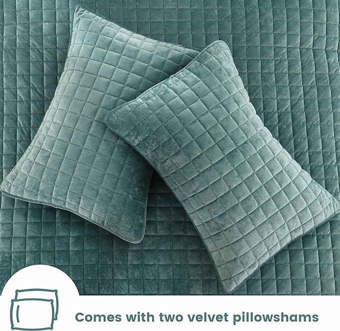 Secgo Twin Comforter Set for Bed - Velvet Quilts Queen Size, Black Bedspreads (68 * 86 Inch) with 2 Pillow Shams, Patchwork Reversible Lightweight Bedding