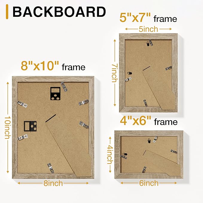 Vittanly 15 Pack Picture Frames Collage Wall Decor, Multi Sizes Including 3pcs 8x10, 6pcs 5x7 and 6pcs 4x6 Photo Frames, Gallery Frame Set for Wall or Tabletop Display, Light Wood