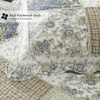 Yvooxny Quilt Set King Size Reversible Country Farmhouse Floral Real Patchwork Quilted Bedspread 3-Piece Quilt Set with Pillowcases with Ruffles for All Seasons, 96 x 108 Inches