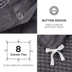 Bedsure Cooling Waffle Duvet Cover Queen - Cotton Blend Rayon Derived from Bamboo Duvet Cover Set for Hot Sleepers, Breathable Bedding Set with a Vintage Charm, 3 Pieces (Charcoal, Queen, 90"x90")