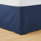 Amazon Basics Lightweight Pleated Bed Skirt, Full, Navy Blue, Solid