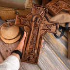 BGCOPPER Jesus Crucifix Wall Cross Handmade Wooden Cross for Wall Decor for Home Room Christmas Gift