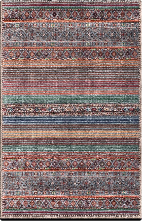 Keen Home Design 2x3 Rug - Machine Washable Entry Rug with Non-Slip Backing, Ideal for Enteryway, Kitchen, Bathroom, Laundry Room - Vintage, Easy Clean, Durable, Low Pile Rug - (2' x 3')